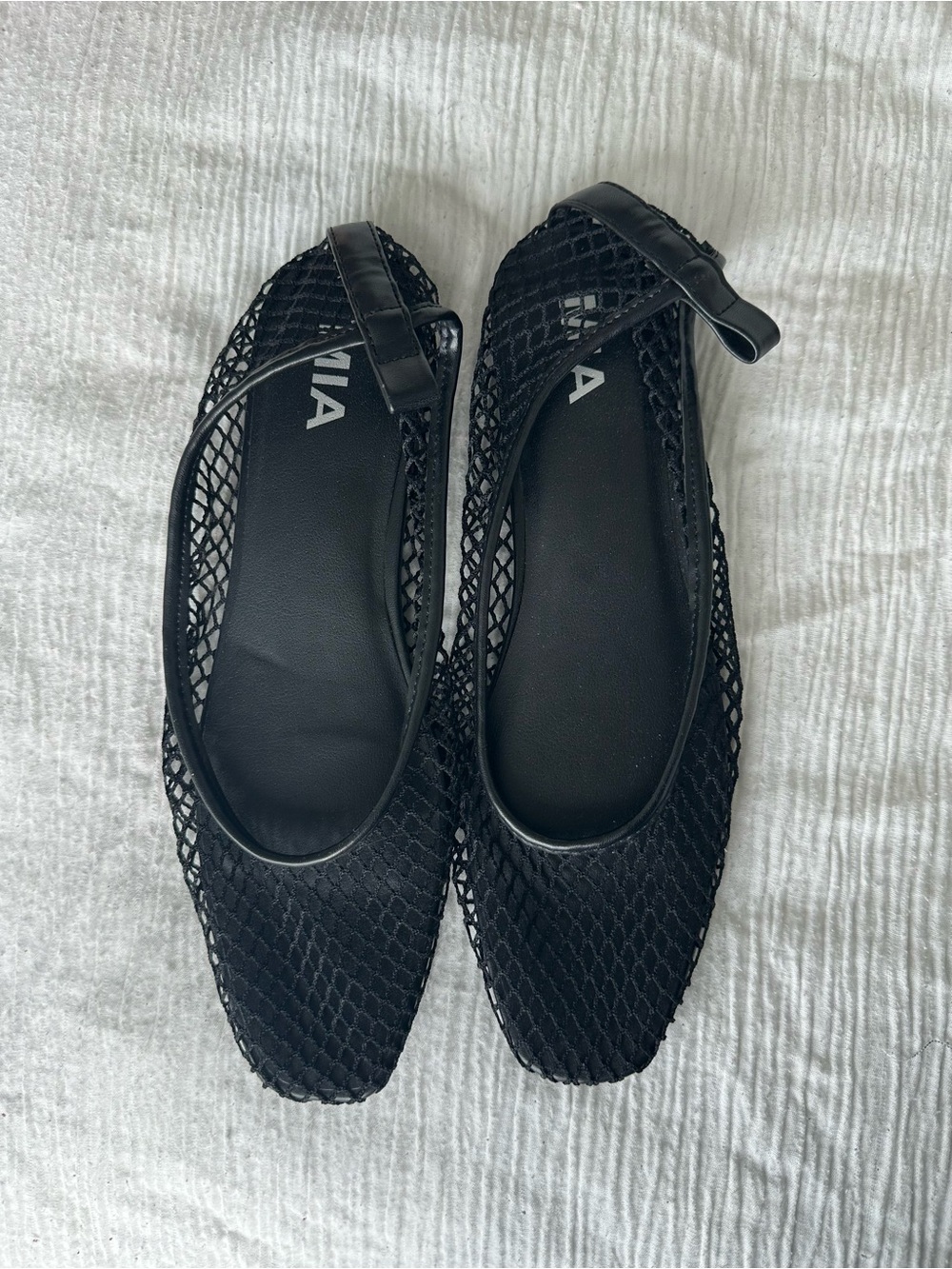 MIA Black Mesh Slingback Flats